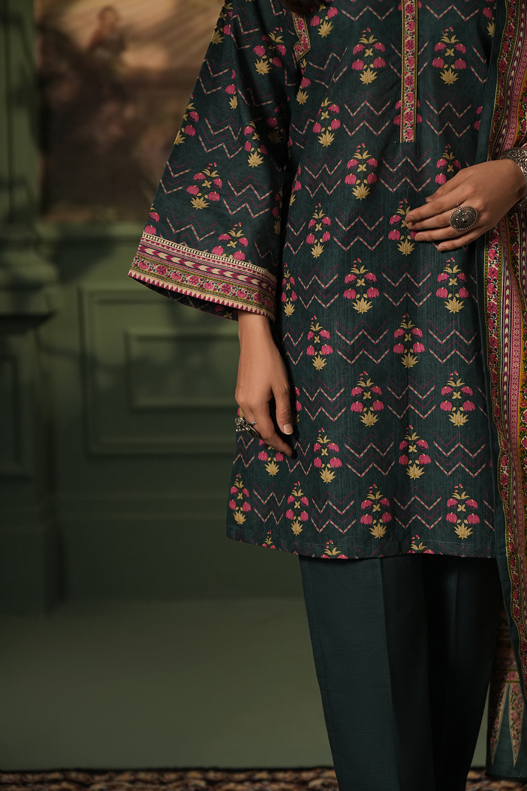 Zellbury | Unstitched 3 Piece Khaddar | Shirt Shalwar Shawl - 0459 - House Of Hania