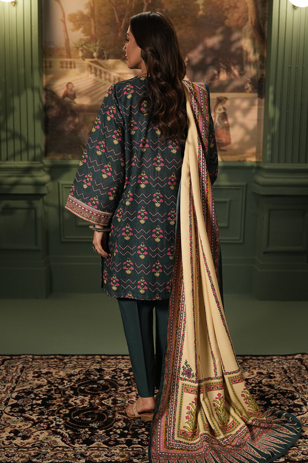 Zellbury | Unstitched 3 Piece Khaddar | Shirt Shalwar Shawl - 0459 - House Of Hania