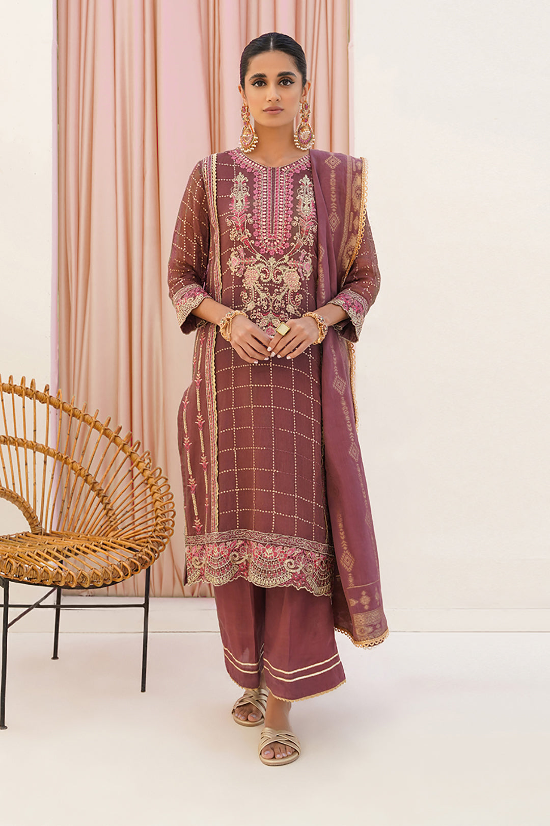 Zellbury | Unstitched 3 Piece Khaddi | Embroidered Shirt Shalwar Dupatta - 0356 - House Of Hania