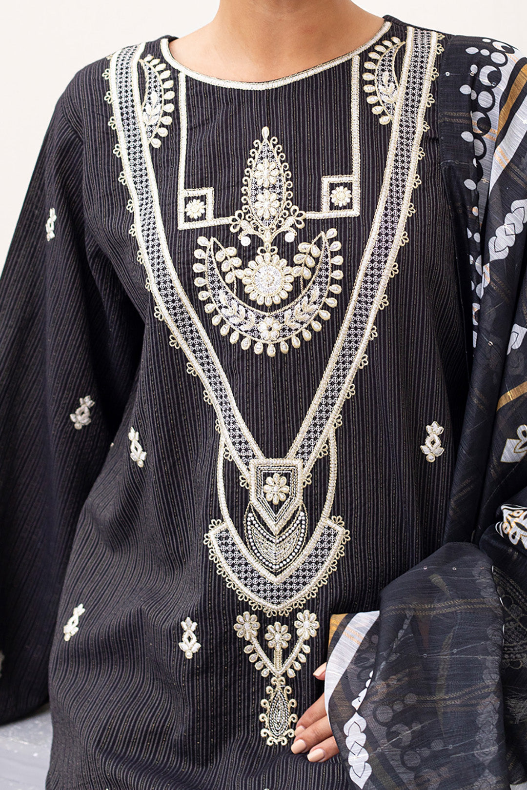 Zellbury | Unstitched 3 Piece Lawn | Embroidered Shirt Shalwar Dupatta - 0190 - House Of Hania