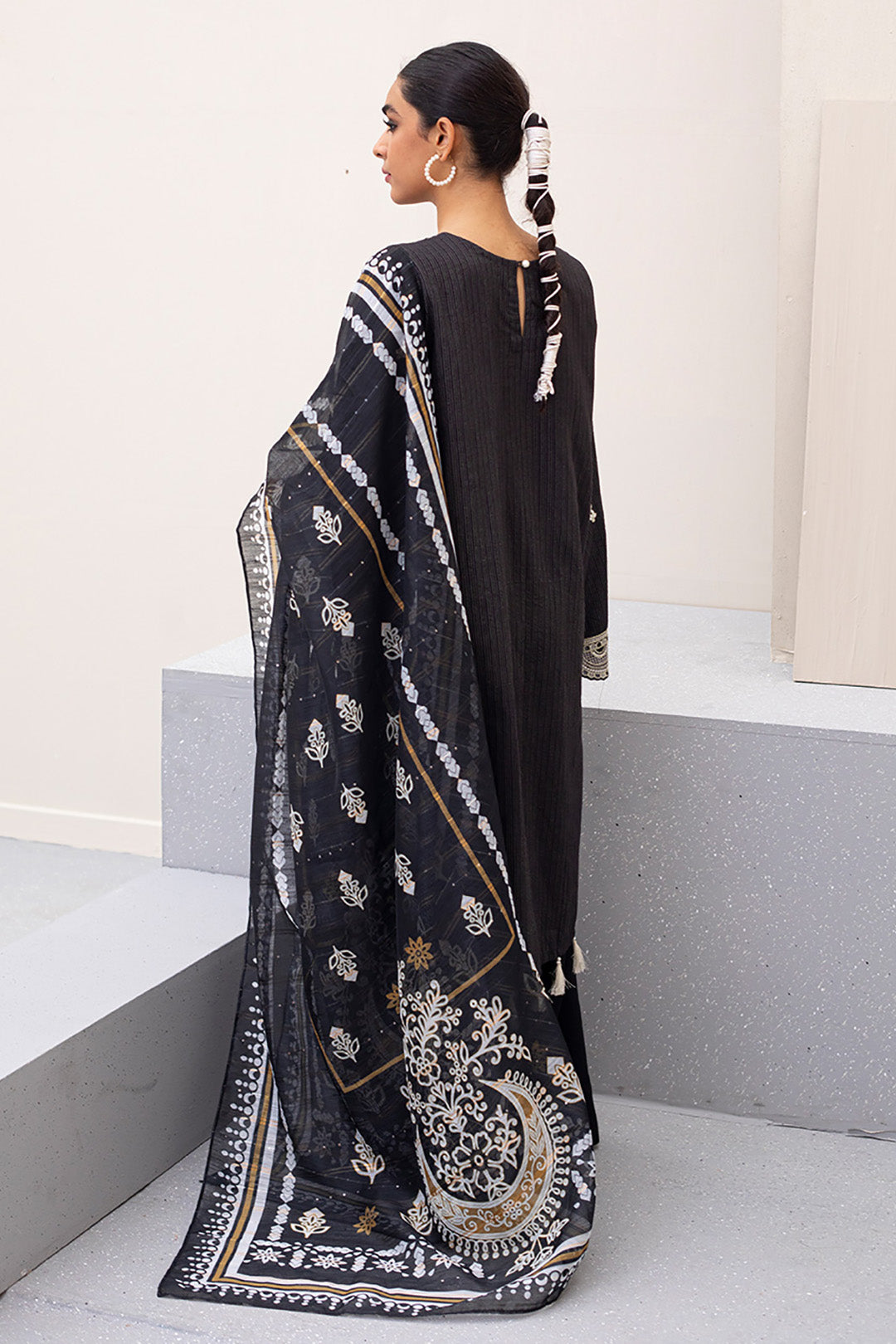 Zellbury | Unstitched 3 Piece Lawn | Embroidered Shirt Shalwar Dupatta - 0190 - House Of Hania