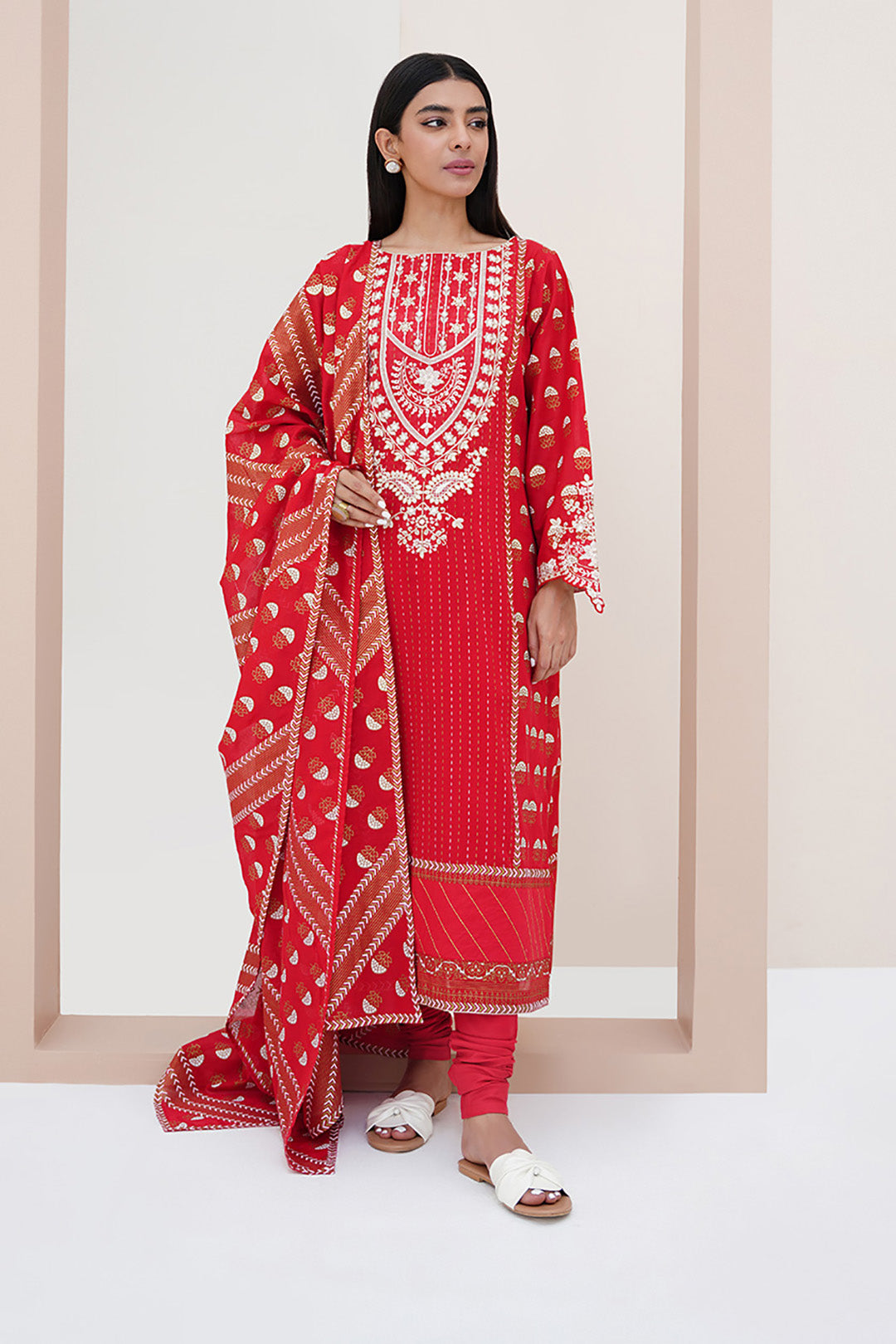 Zellbury | Unstitched 3 Piece Lawn | Embroidered Shirt Shalwar Dupatta - 0195 - House Of Hania