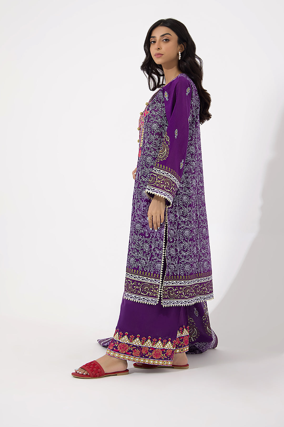 Zellbury | Unstitched 3 Piece Lawn | Embroidered Shirt Shalwar Dupatta - 0196 - House Of Hania