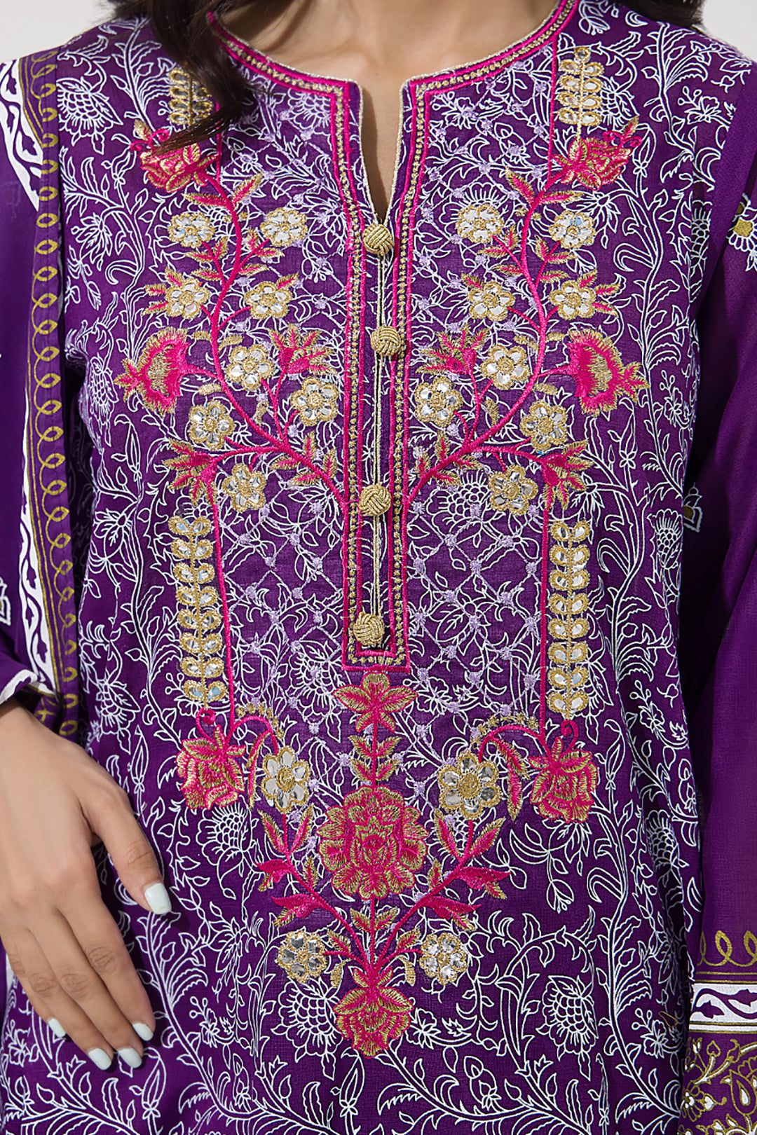 Zellbury | Unstitched 3 Piece Lawn | Embroidered Shirt Shalwar Dupatta - 0196 - House Of Hania