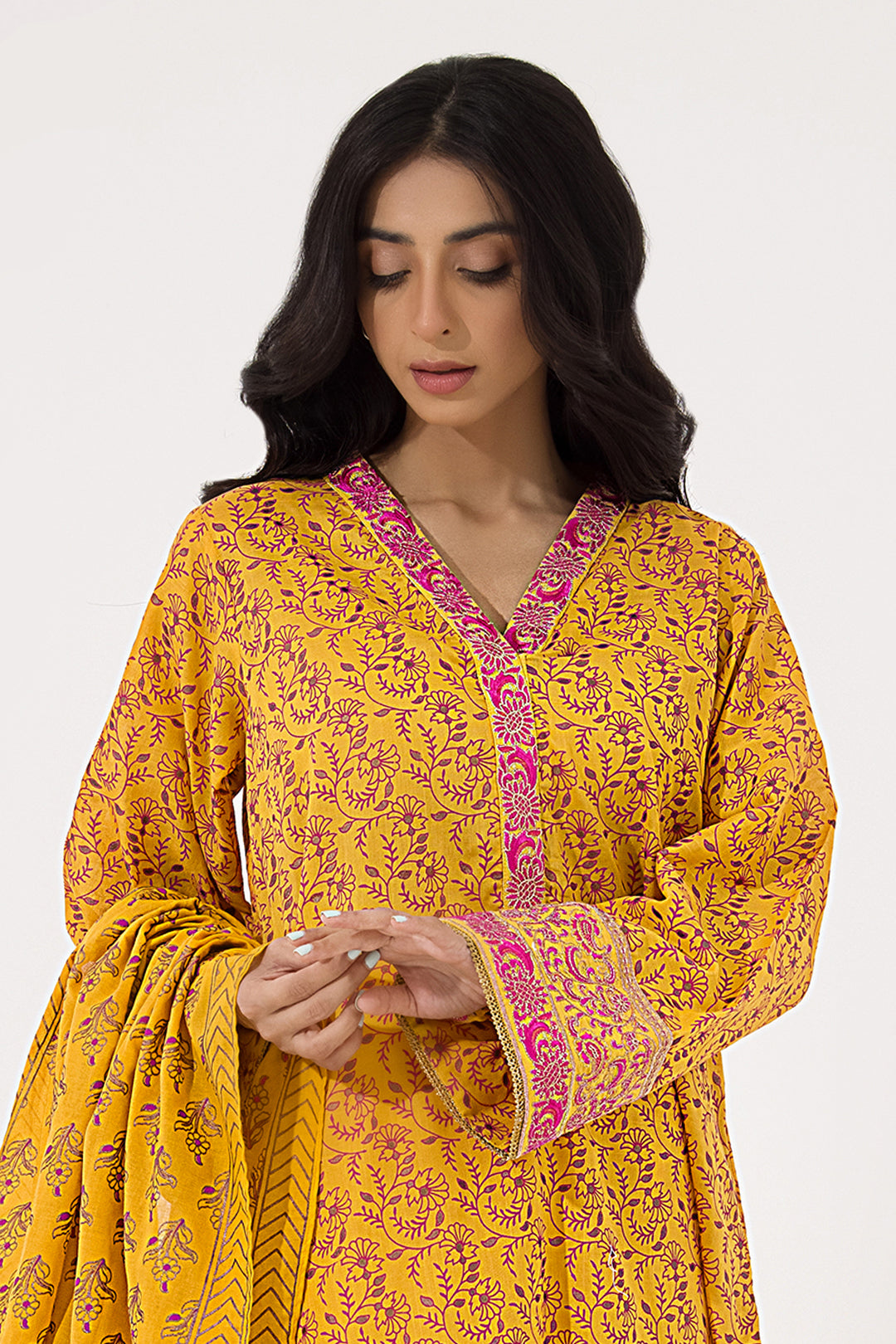 Zellbury | Unstitched 3 Piece Lawn | Embroidered Shirt Shalwar Dupatta - 0199 - House Of Hania