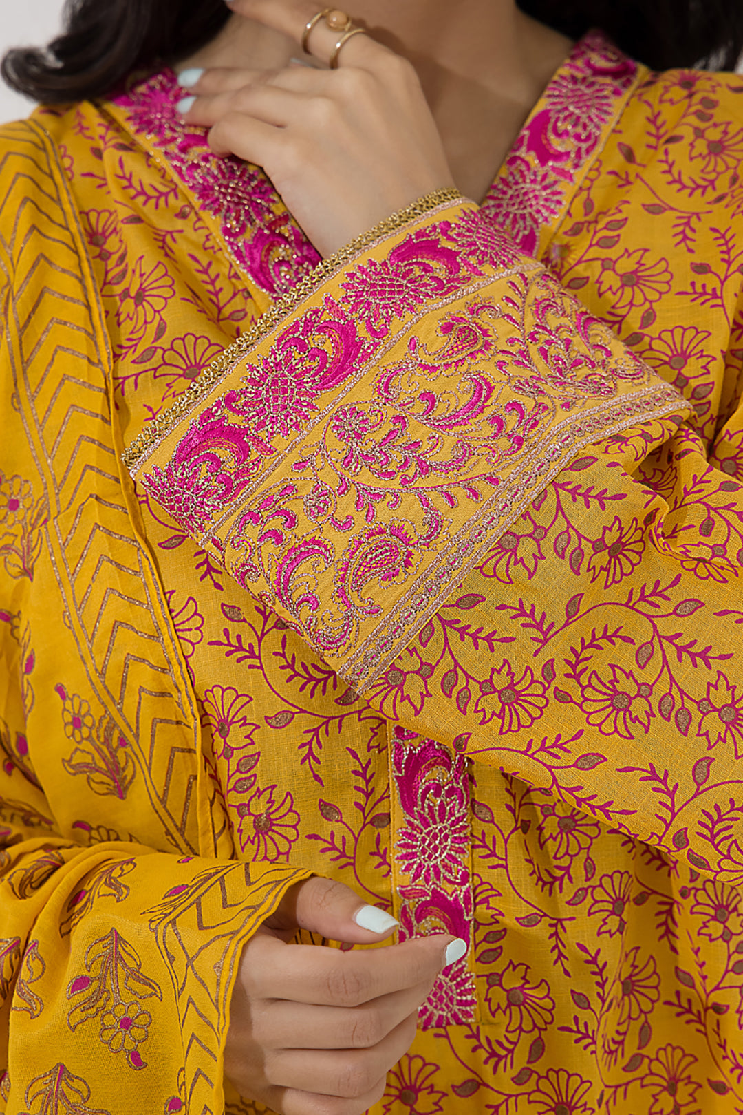 Zellbury | Unstitched 3 Piece Lawn | Embroidered Shirt Shalwar Dupatta - 0199 - House Of Hania
