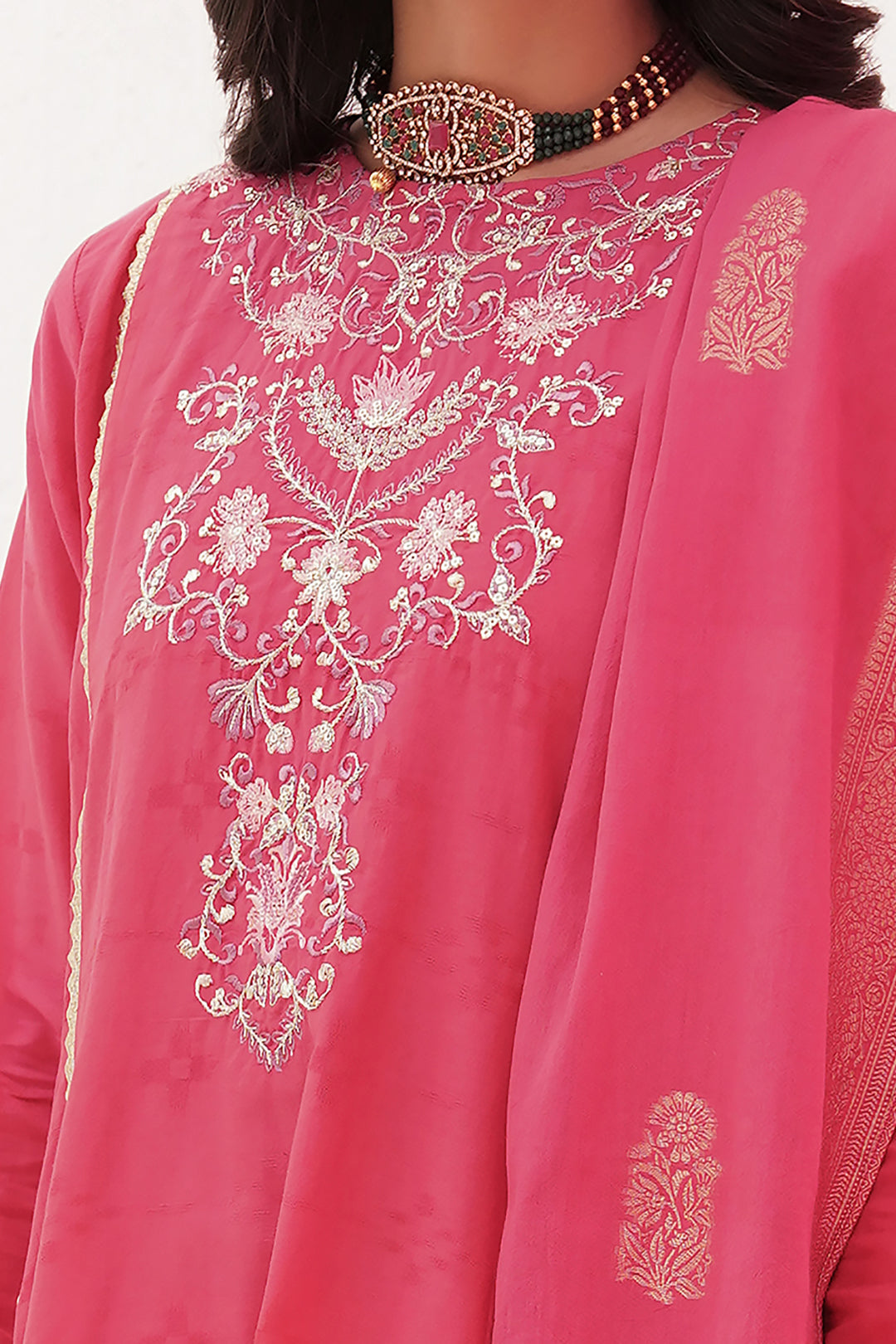 Zellbury | Unstitched 3 Piece Lawn | Embroidered Shirt Shalwar Dupatta - 0351 - House Of Hania