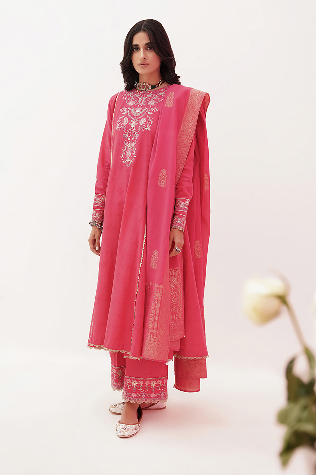 Zellbury | Unstitched 3 Piece Lawn | Embroidered Shirt Shalwar Dupatta - 0351 - House Of Hania