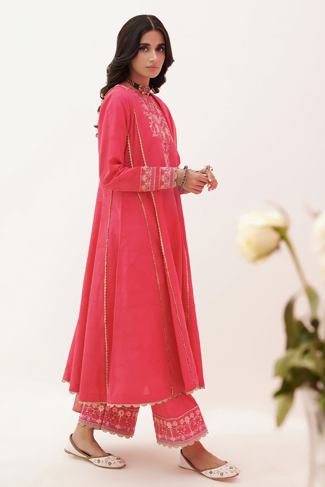 Zellbury | Unstitched 3 Piece Lawn | Embroidered Shirt Shalwar Dupatta - 0351 - House Of Hania