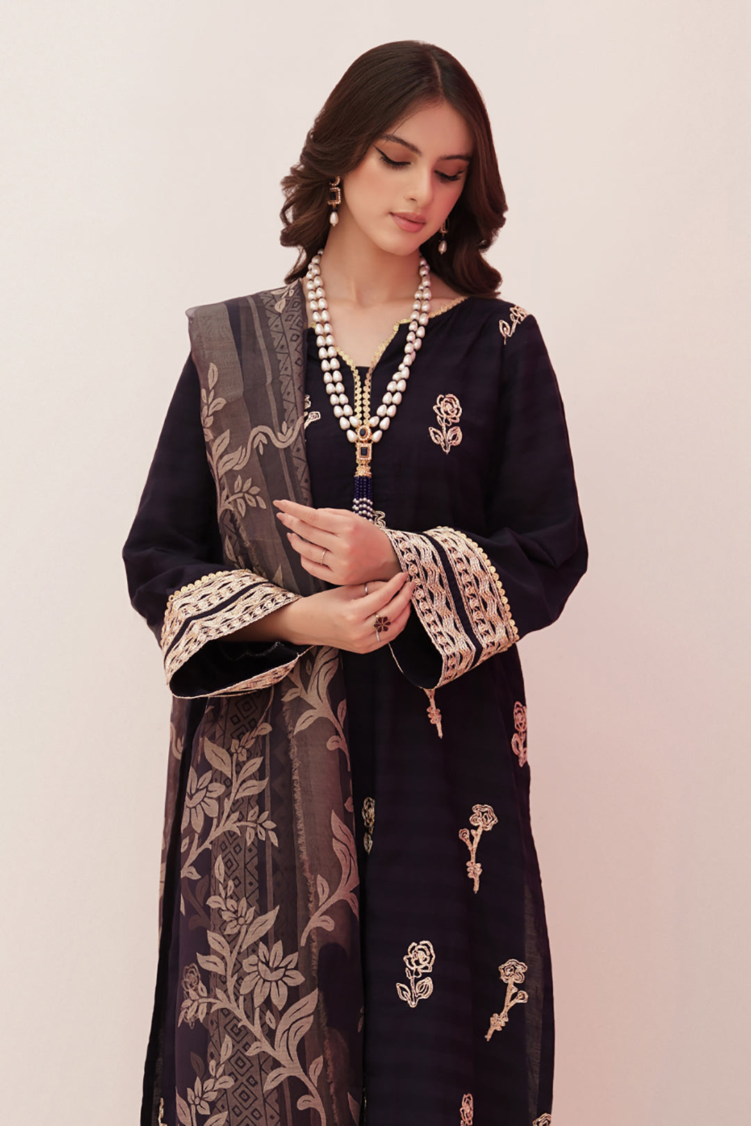 Zellbury | Unstitched 3 Piece Lawn | Embroidered Shirt Shalwar Dupatta - 0355 - House Of Hania