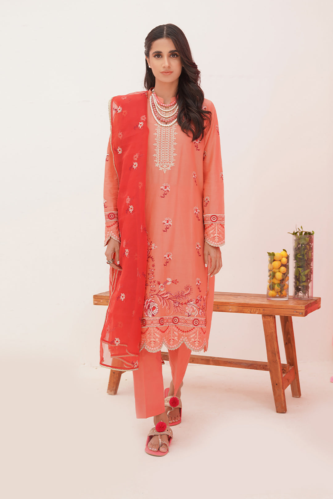 Zellbury | Unstitched 3 Piece Lawn | Embroidered Shirt Shalwar Dupatta - 0365 - House Of Hania