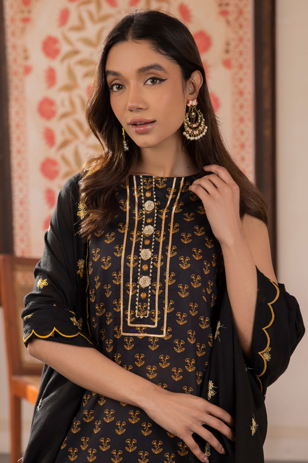 Zellbury | Unstitched 3 Piece Lawn | Embroidered Shirt Shalwar Dupatta - 1107 - House Of Hania