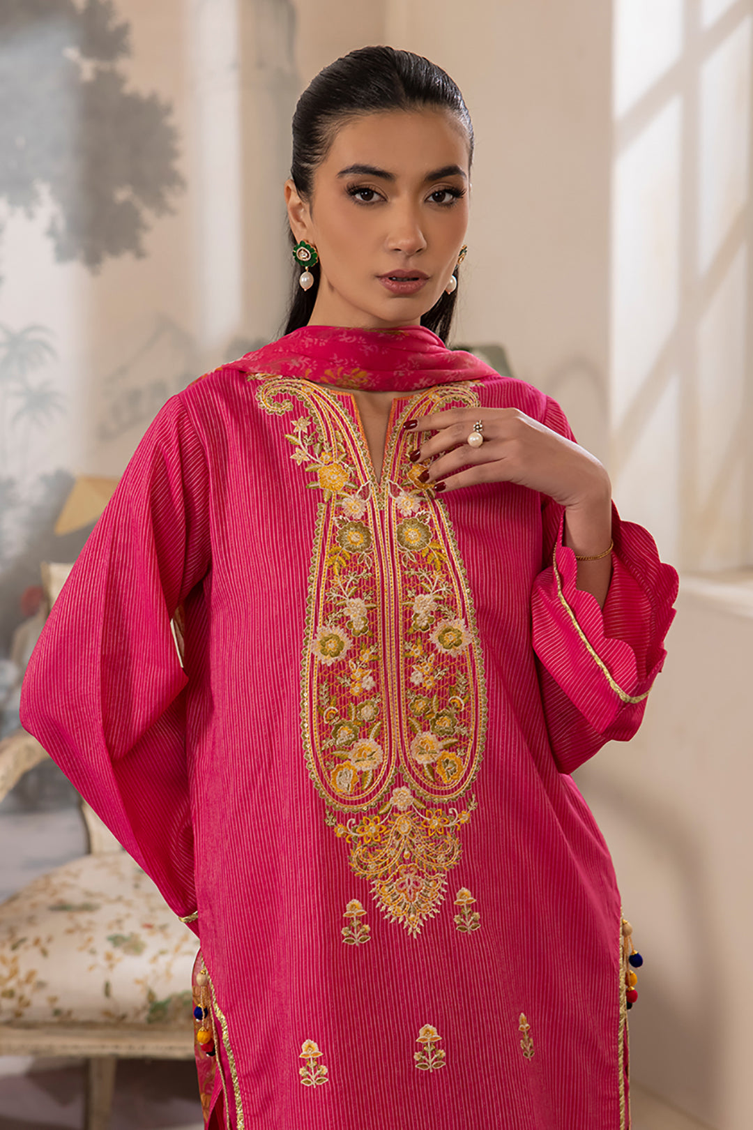 Zellbury | Unstitched 3 Piece Lawn | Embroidered Shirt Shalwar Dupatta - 1116 - House Of Hania