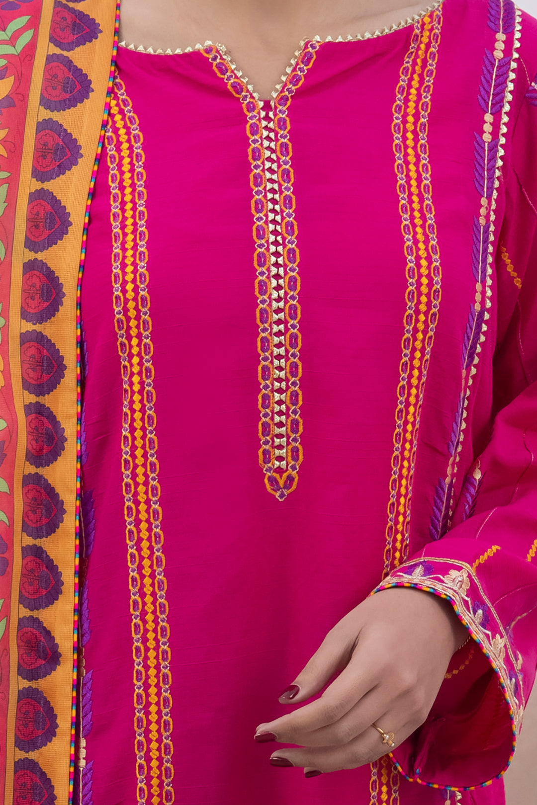 Zellbury | Unstitched 3 Piece Lawn | Embroidered Shirt Shalwar Dupatta - 1125 - House Of Hania