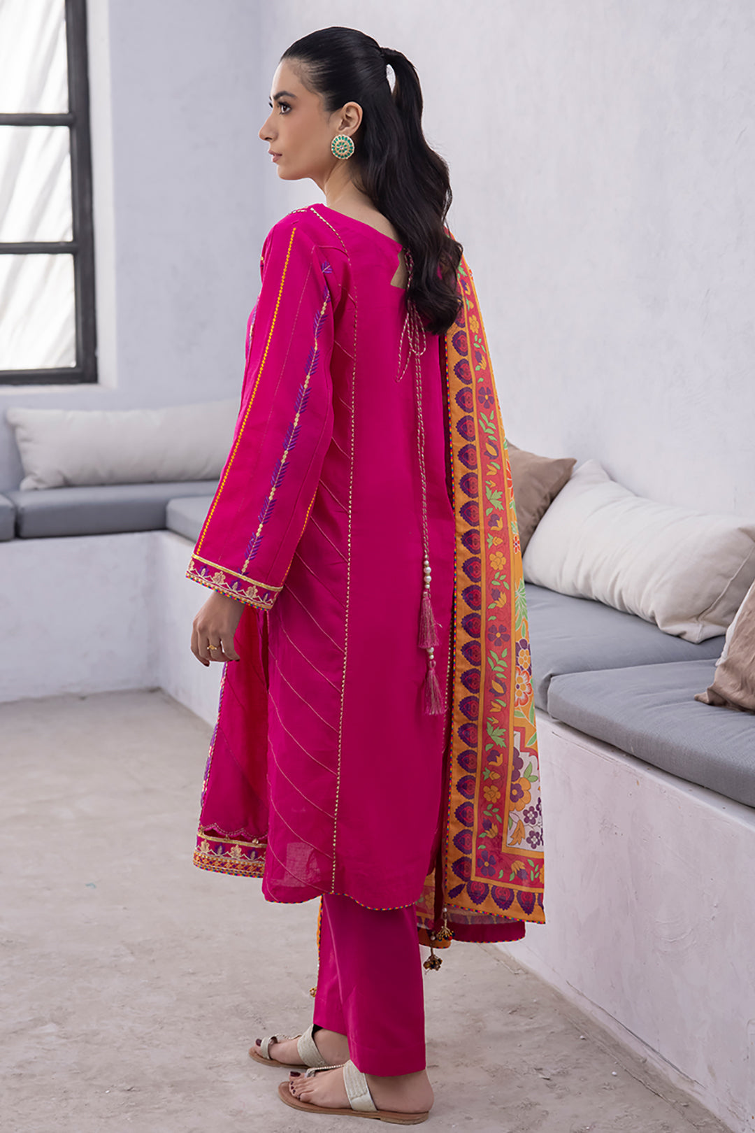 Zellbury | Unstitched 3 Piece Lawn | Embroidered Shirt Shalwar Dupatta - 1125 - House Of Hania