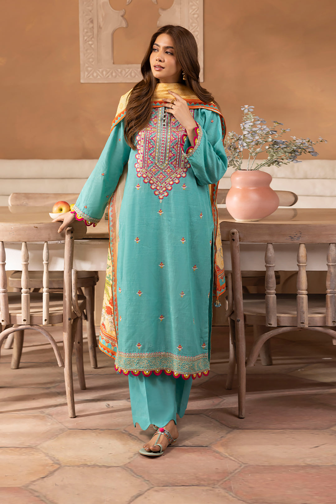 Zellbury | Unstitched 3 Piece Lawn | Embroidered Shirt Shalwar Dupatta - 1146 - House Of Hania