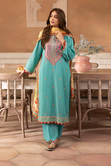 Zellbury | Unstitched 3 Piece Lawn | Embroidered Shirt Shalwar Dupatta - 1146 - House Of Hania