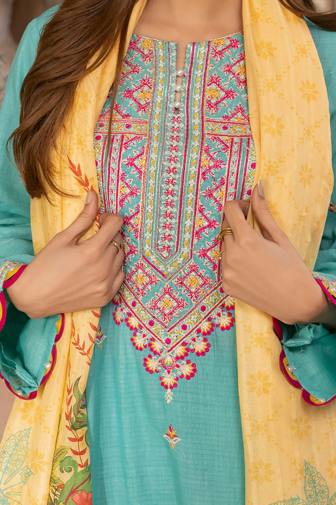 Zellbury | Unstitched 3 Piece Lawn | Embroidered Shirt Shalwar Dupatta - 1146 - House Of Hania