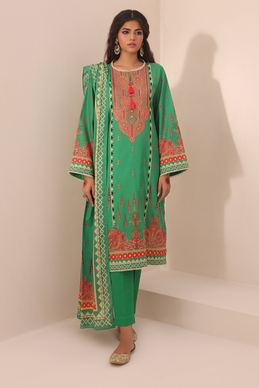 Zellbury | Unstitched 3 Piece Lawn | Embroidered Shirt Shalwar Dupatta - 1247 - House Of Hania