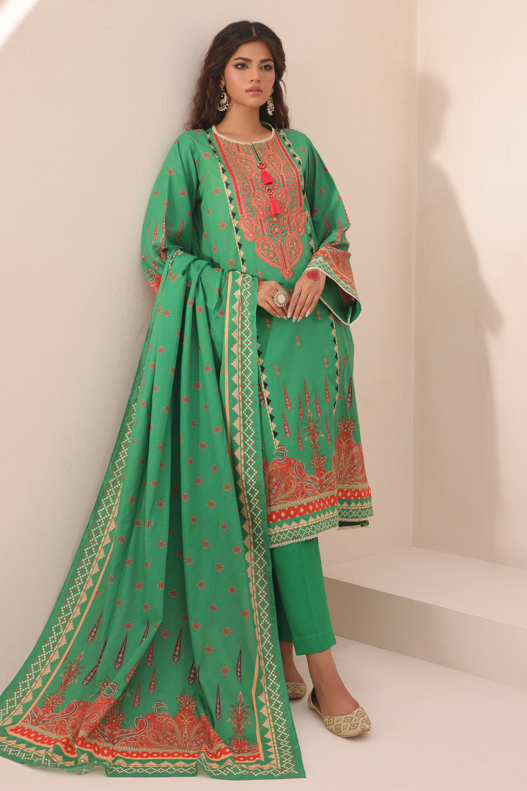 Zellbury | Unstitched 3 Piece Lawn | Embroidered Shirt Shalwar Dupatta - 1247 - House Of Hania