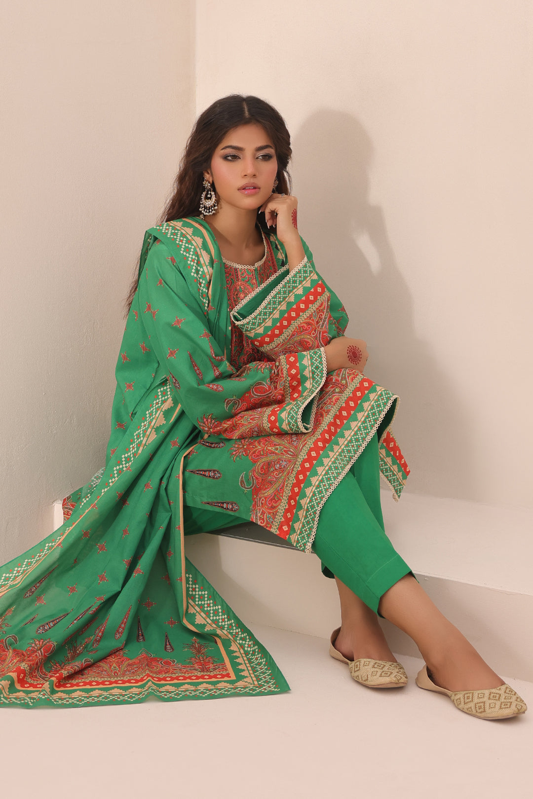 Zellbury | Unstitched 3 Piece Lawn | Embroidered Shirt Shalwar Dupatta - 1247 - House Of Hania