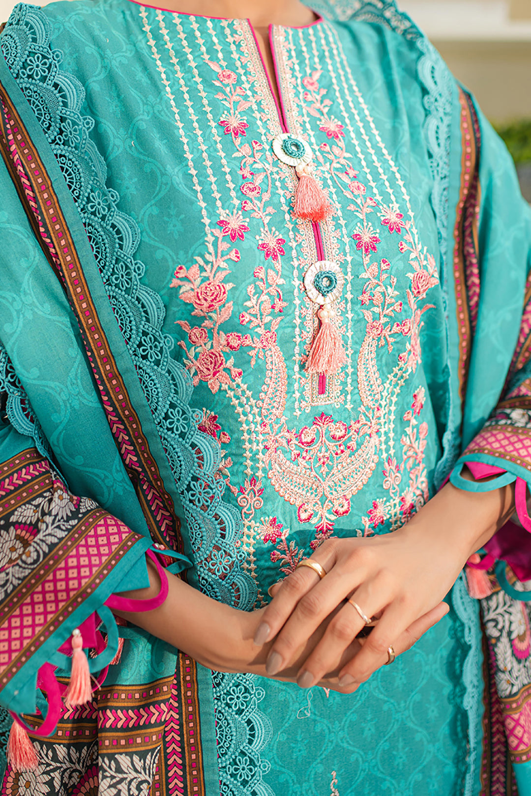 Zellbury | Unstitched 3 Piece Lawn | Embroidered Shirt Shalwar Dupatta - 1249 - House Of Hania