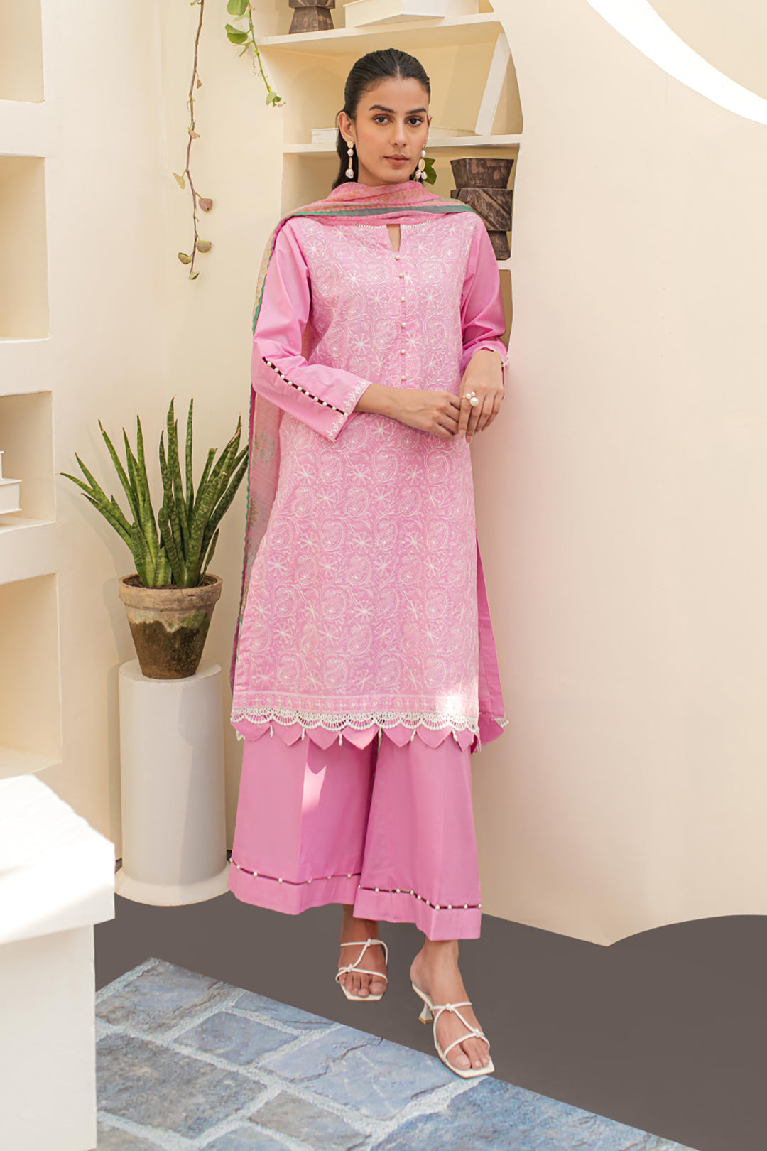 Zellbury | Unstitched 3 Piece Lawn | Embroidered Shirt Shalwar Dupatta - 1260 - House Of Hania