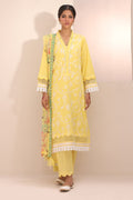 Zellbury | Unstitched 3 Piece Lawn | Embroidered Shirt Shalwar Dupatta - 1261 - House Of Hania