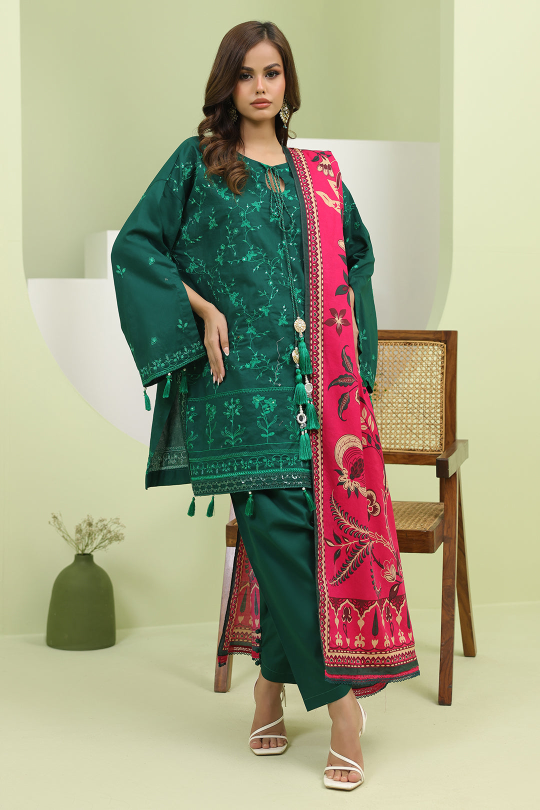 Zellbury | Unstitched 3 Piece Lawn | Embroidered Shirt Shalwar Dupatta - 1264 - House Of Hania
