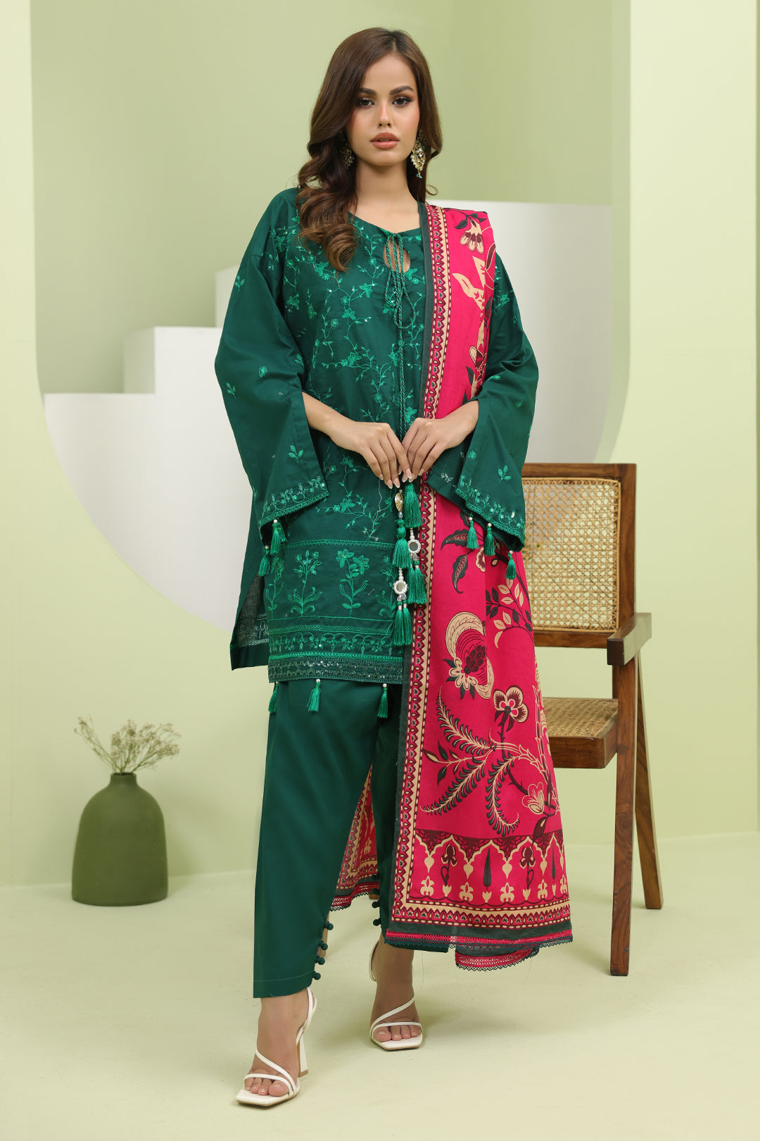 Zellbury | Unstitched 3 Piece Lawn | Embroidered Shirt Shalwar Dupatta - 1264 - House Of Hania