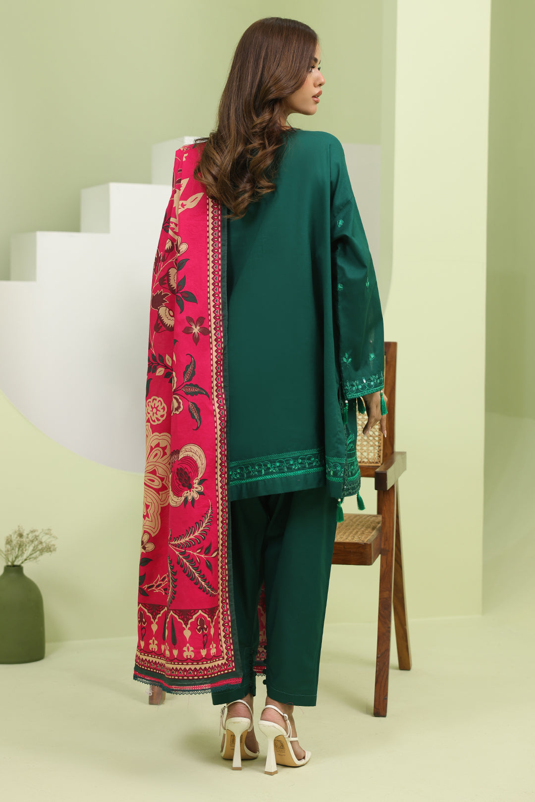 Zellbury | Unstitched 3 Piece Lawn | Embroidered Shirt Shalwar Dupatta - 1264 - House Of Hania