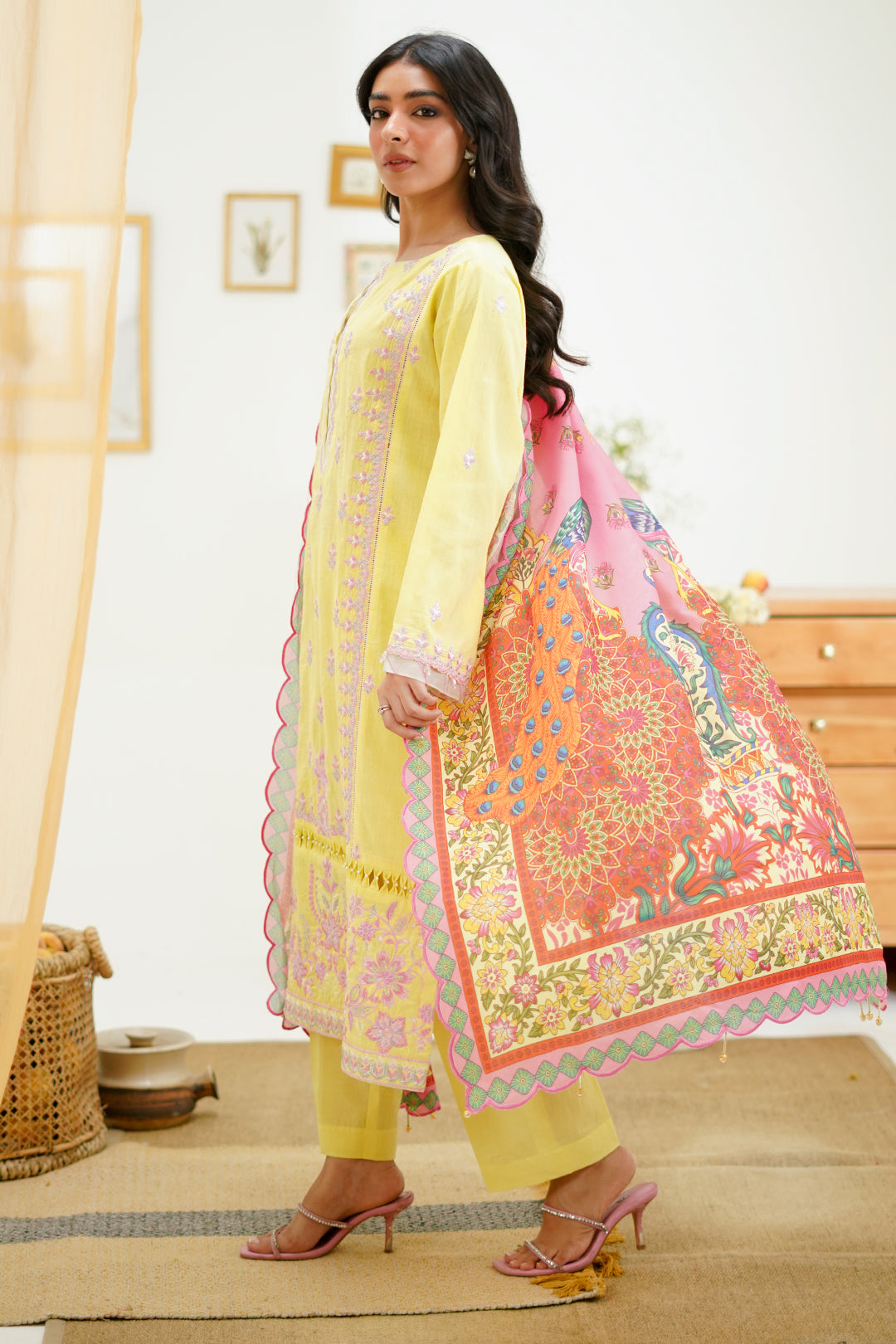 Zellbury | Unstitched 3 Piece Lawn | Embroidered Shirt Shalwar Dupatta - 1266 - House Of Hania