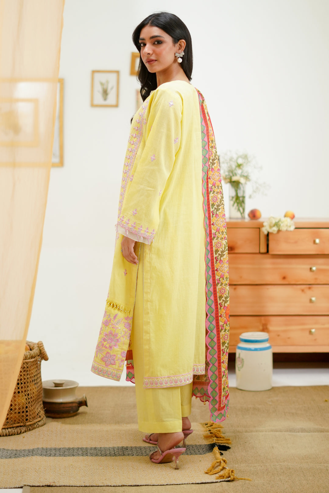 Zellbury | Unstitched 3 Piece Lawn | Embroidered Shirt Shalwar Dupatta - 1266 - House Of Hania
