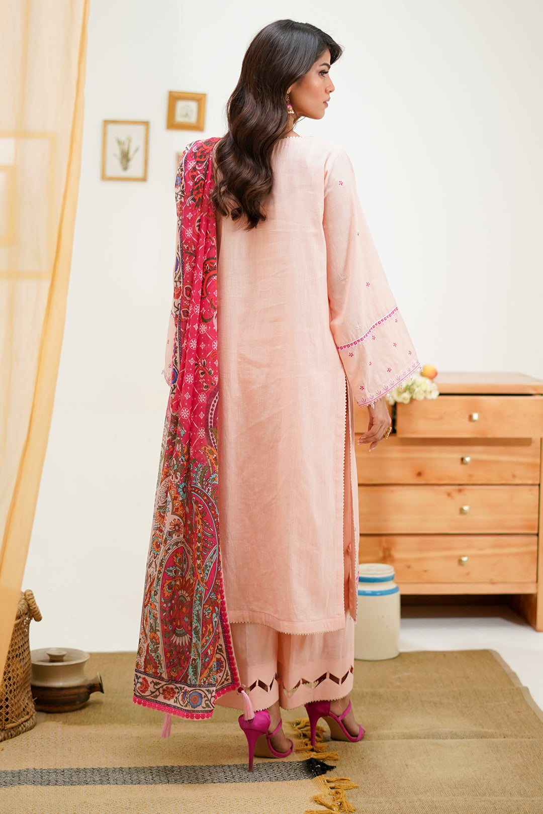 Zellbury | Unstitched 3 Piece Lawn | Embroidered Shirt Shalwar Dupatta - 1267 - House Of Hania