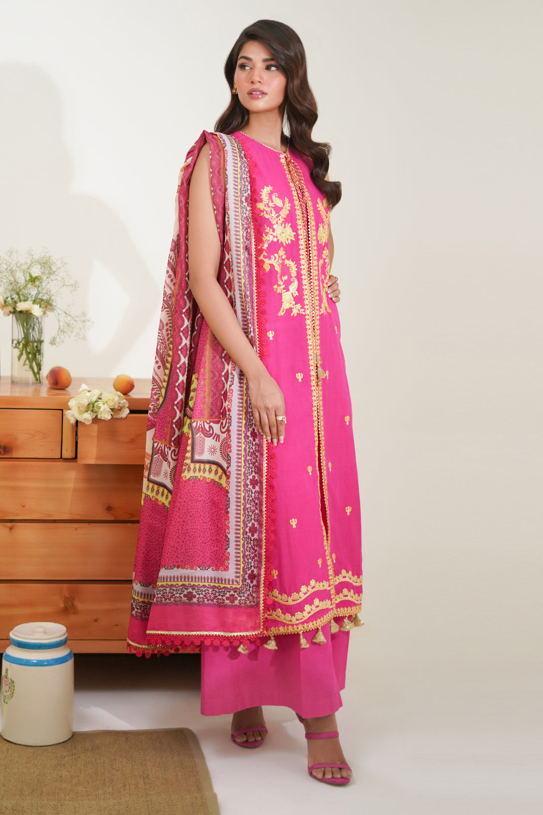 Zellbury | Unstitched 3 Piece Lawn | Embroidered Shirt Shalwar Dupatta - 1270 - House Of Hania