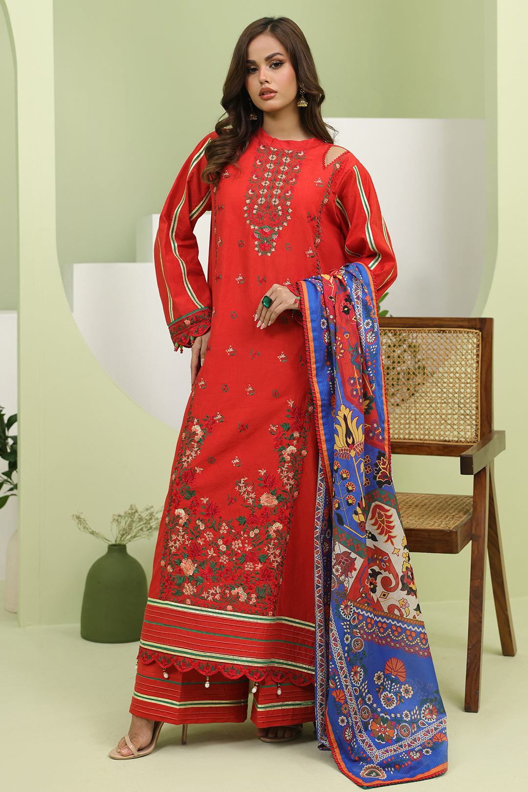 Zellbury | Unstitched 3 Piece Lawn | Embroidered Shirt Shalwar Dupatta - 1271 - House Of Hania