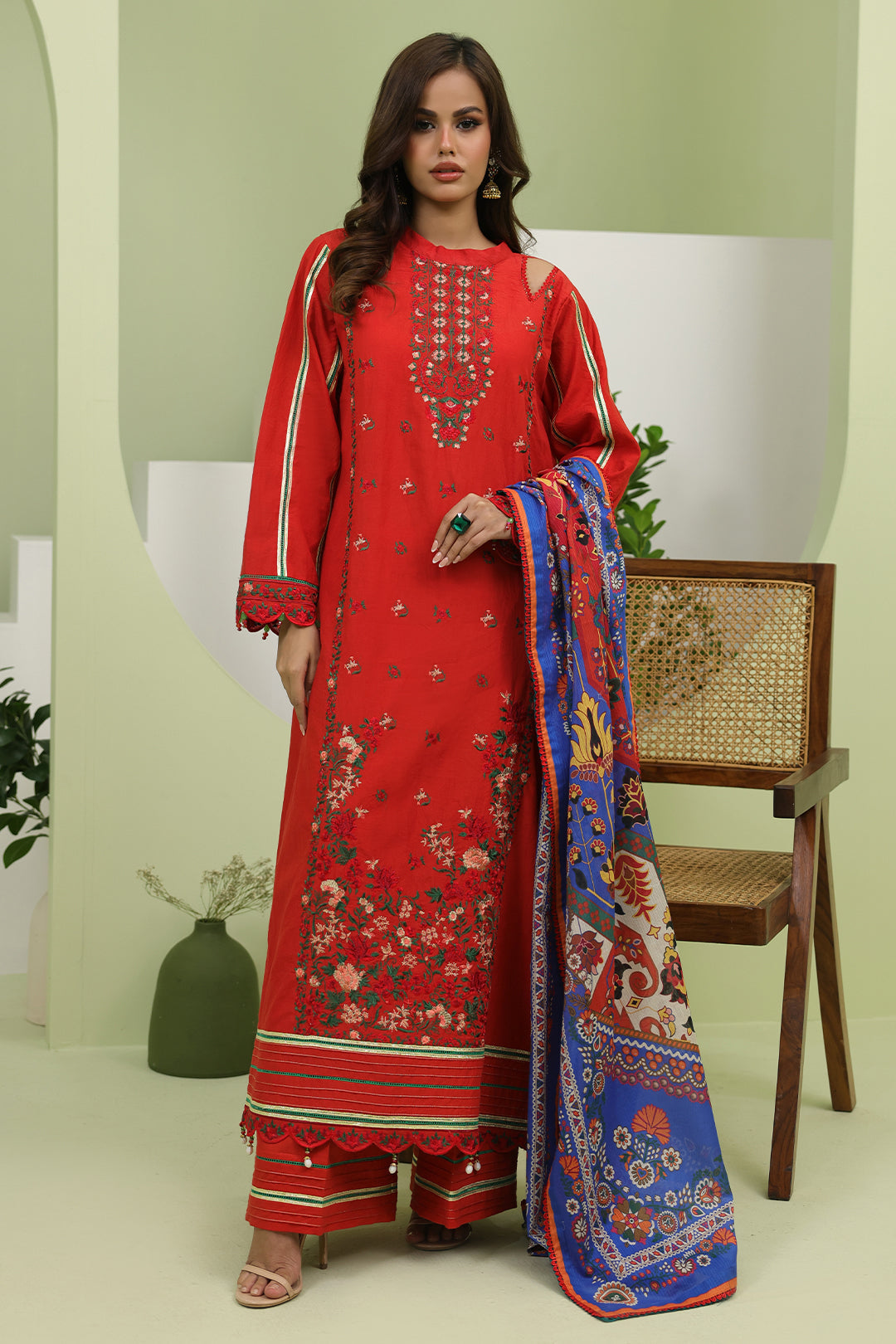 Zellbury | Unstitched 3 Piece Lawn | Embroidered Shirt Shalwar Dupatta - 1271 - House Of Hania