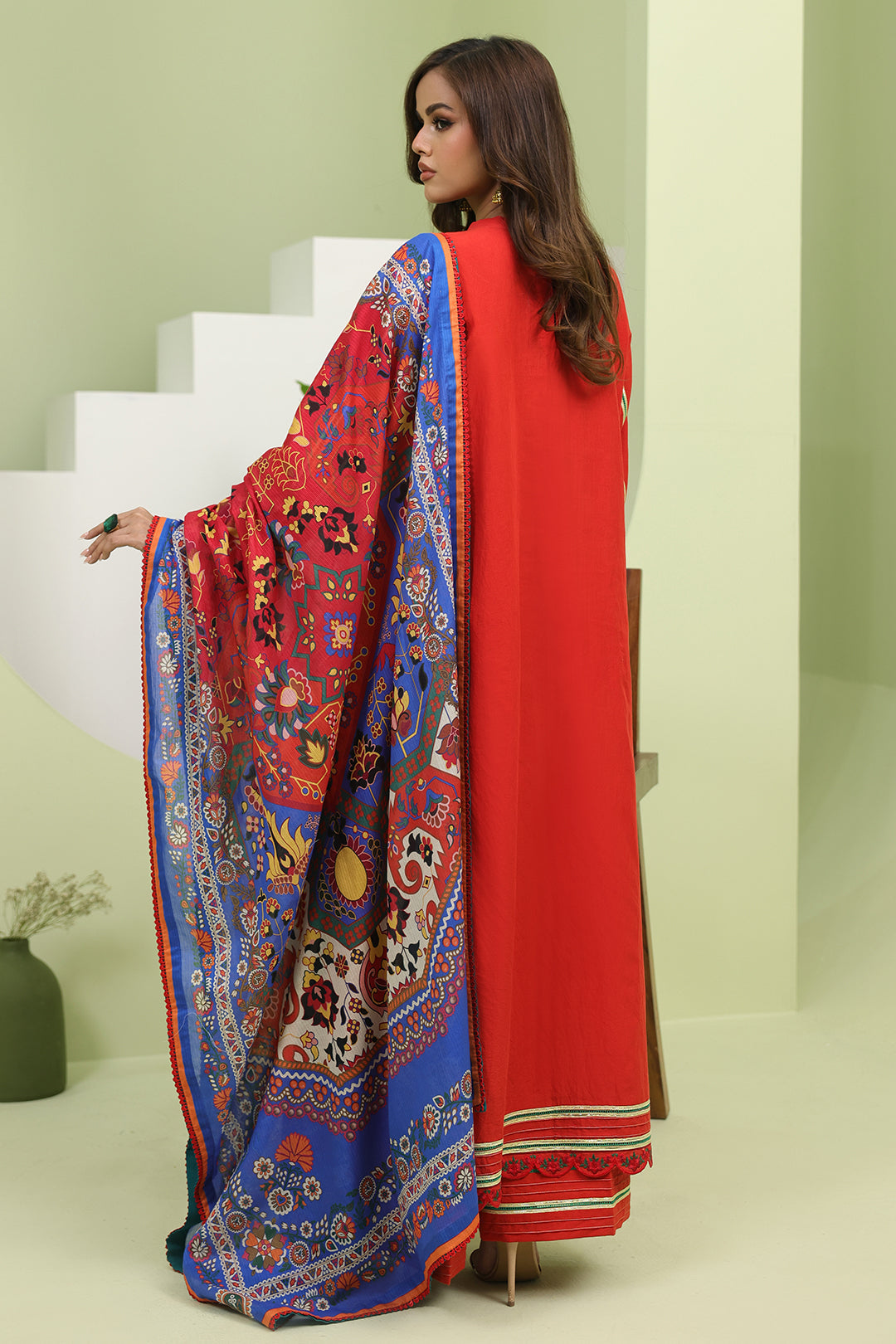 Zellbury | Unstitched 3 Piece Lawn | Embroidered Shirt Shalwar Dupatta - 1271 - House Of Hania