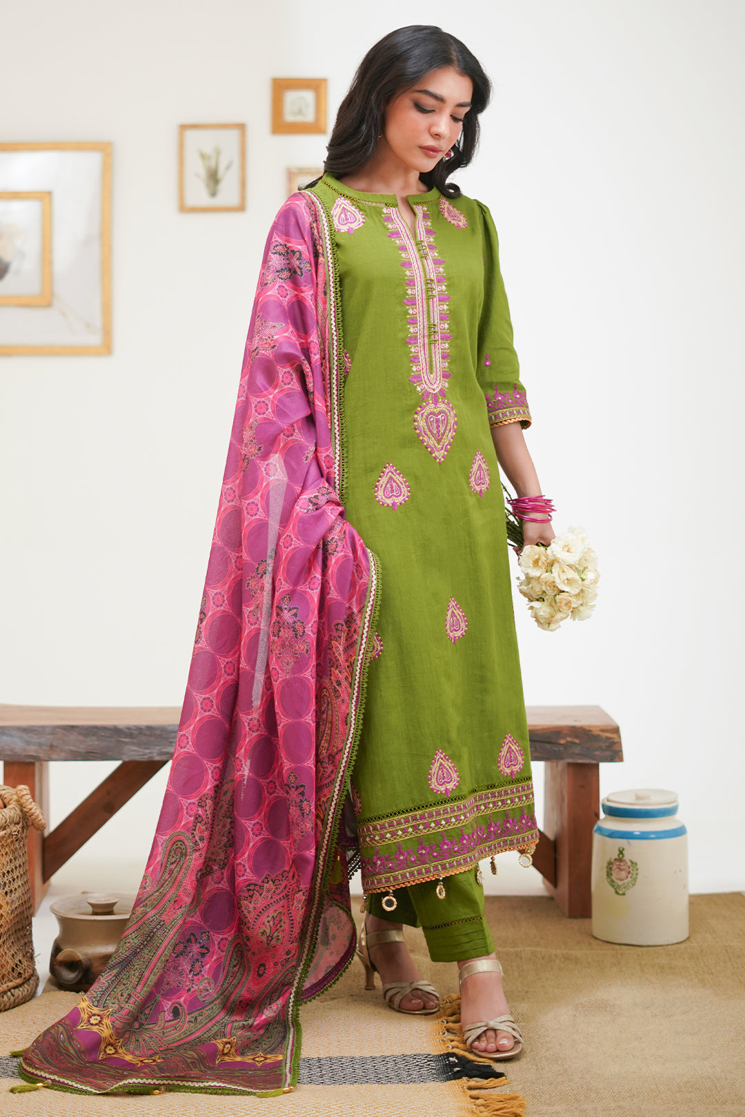 Zellbury | Unstitched 3 Piece Lawn | Embroidered Shirt Shalwar Dupatta - 1273 - House Of Hania