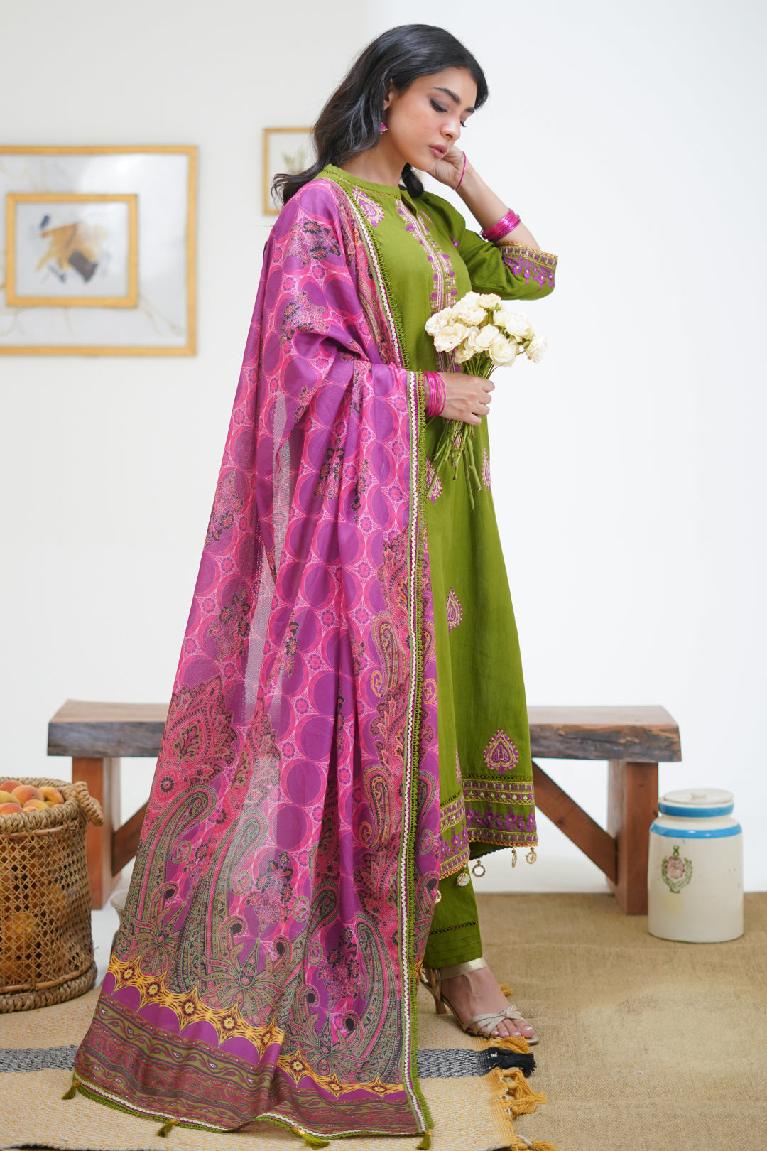 Zellbury | Unstitched 3 Piece Lawn | Embroidered Shirt Shalwar Dupatta - 1273 - House Of Hania