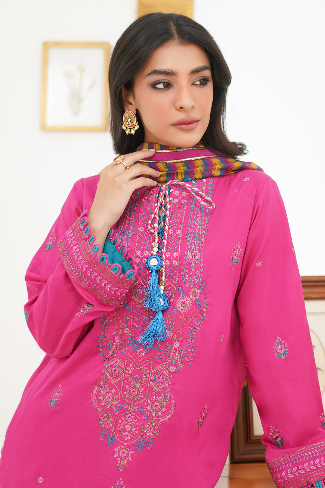 Zellbury | Unstitched 3 Piece Lawn | Embroidered Shirt Shalwar Dupatta - 1276 - House Of Hania