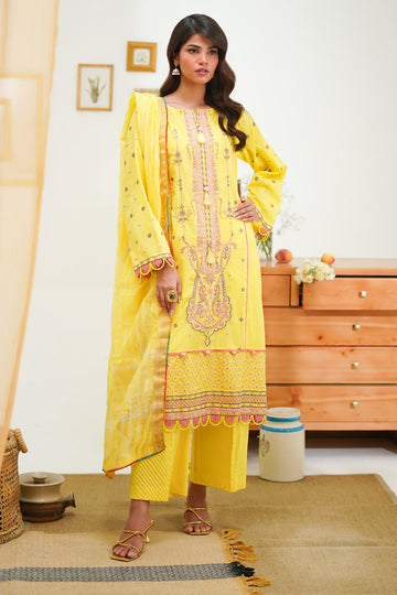 Zellbury | Unstitched 3 Piece Lawn | Embroidered Shirt Shalwar Dupatta - 1285 - House Of Hania