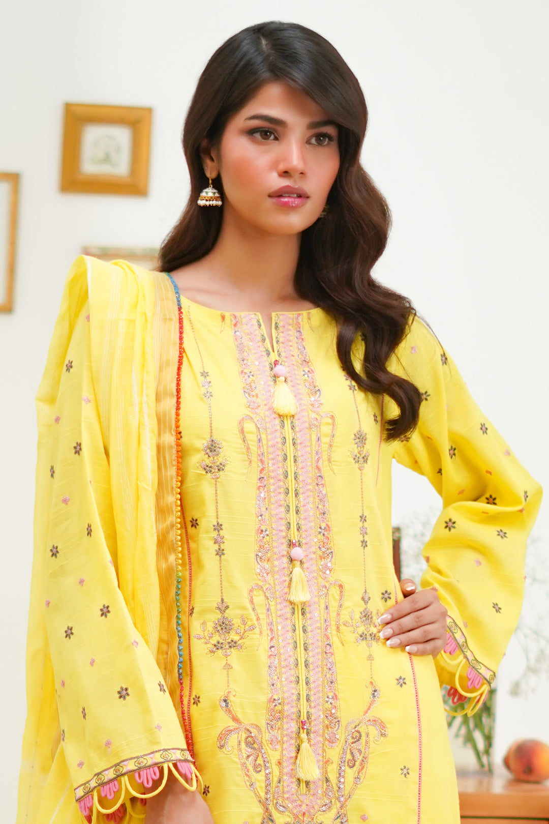 Zellbury | Unstitched 3 Piece Lawn | Embroidered Shirt Shalwar Dupatta - 1285 - House Of Hania