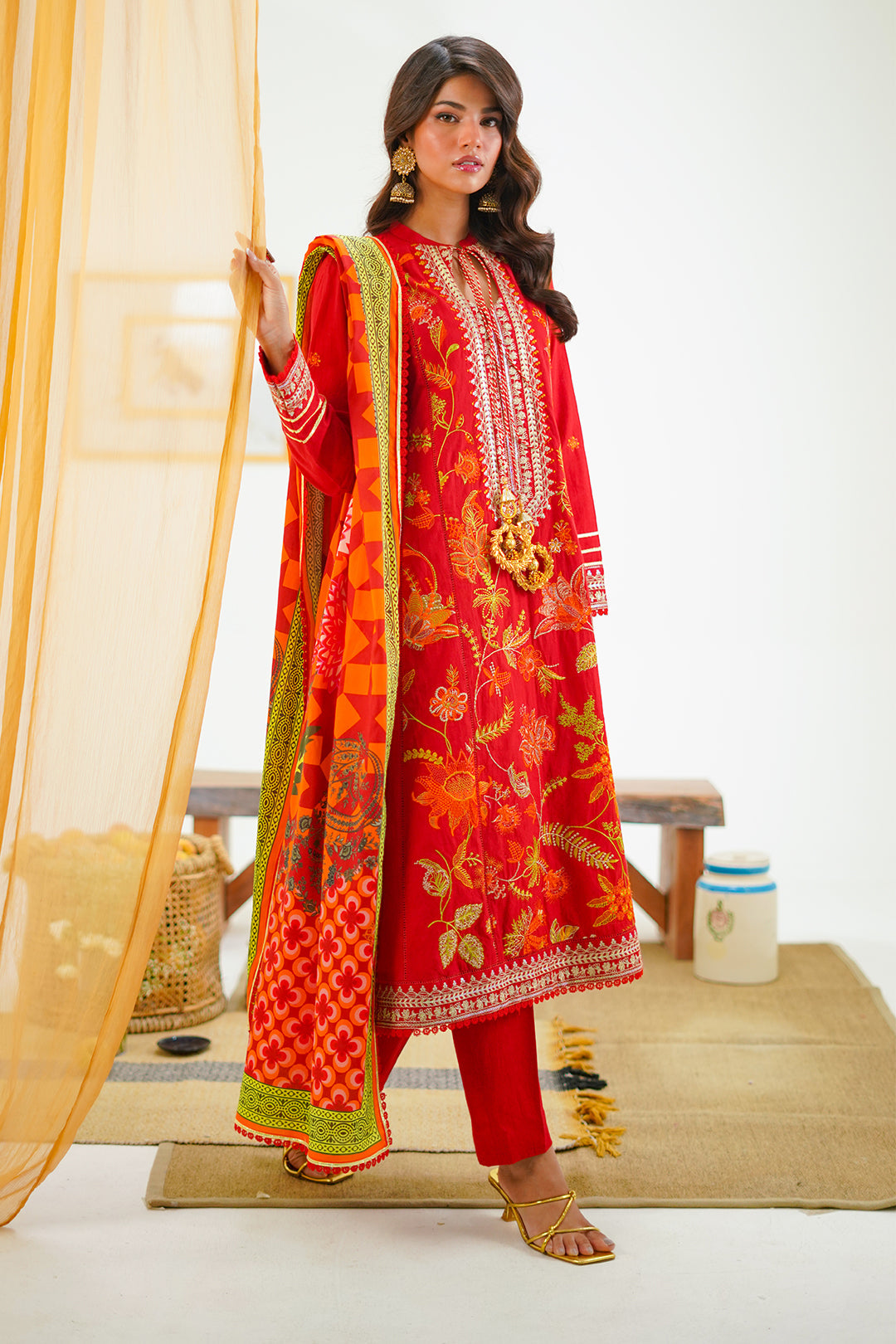 Zellbury | Unstitched 3 Piece Lawn | Embroidered Shirt Shalwar Dupatta - 1295 - House Of Hania