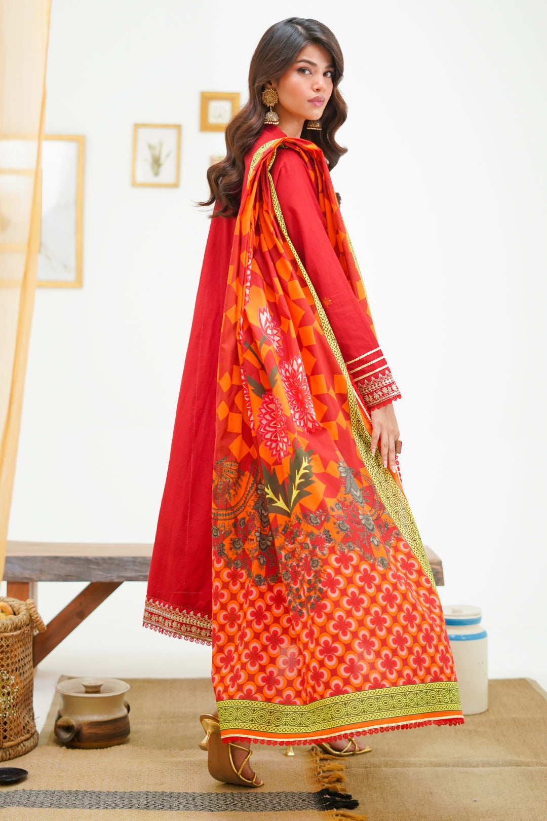 Zellbury | Unstitched 3 Piece Lawn | Embroidered Shirt Shalwar Dupatta - 1295 - House Of Hania