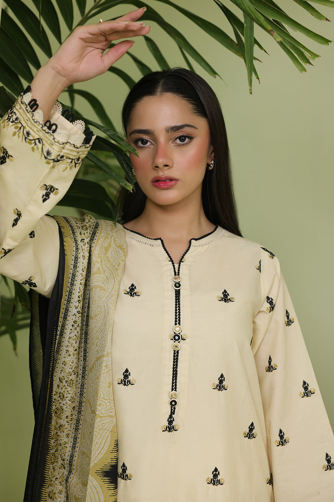Zellbury | Unstitched 3 Piece Lawn | Embroidered Shirt Shalwar Dupatta - 1369 - House Of Hania