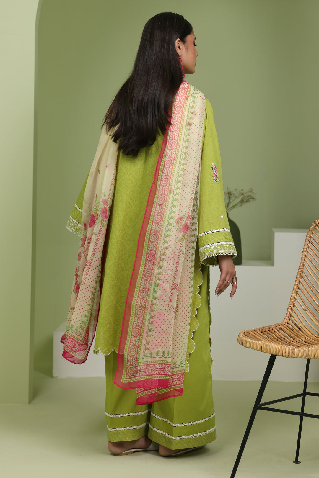 Zellbury | Unstitched 3 Piece Lawn | Embroidered Shirt Shalwar Dupatta - 1462 - House Of Hania
