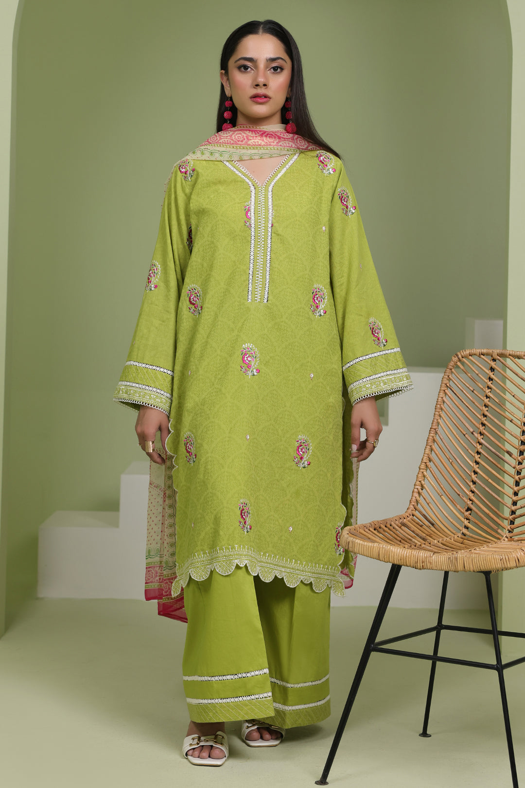 Zellbury | Unstitched 3 Piece Lawn | Embroidered Shirt Shalwar Dupatta - 1462 - House Of Hania