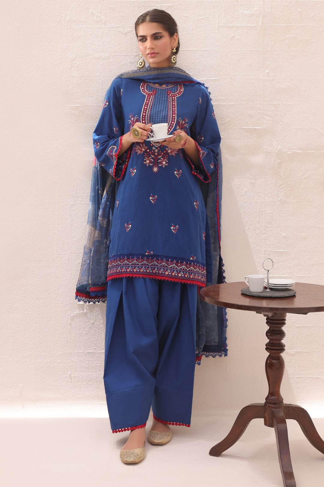 Zellbury | Unstitched 3 Piece Lawn | Embroidered Shirt Shalwar Dupatta - 1551 - House Of Hania