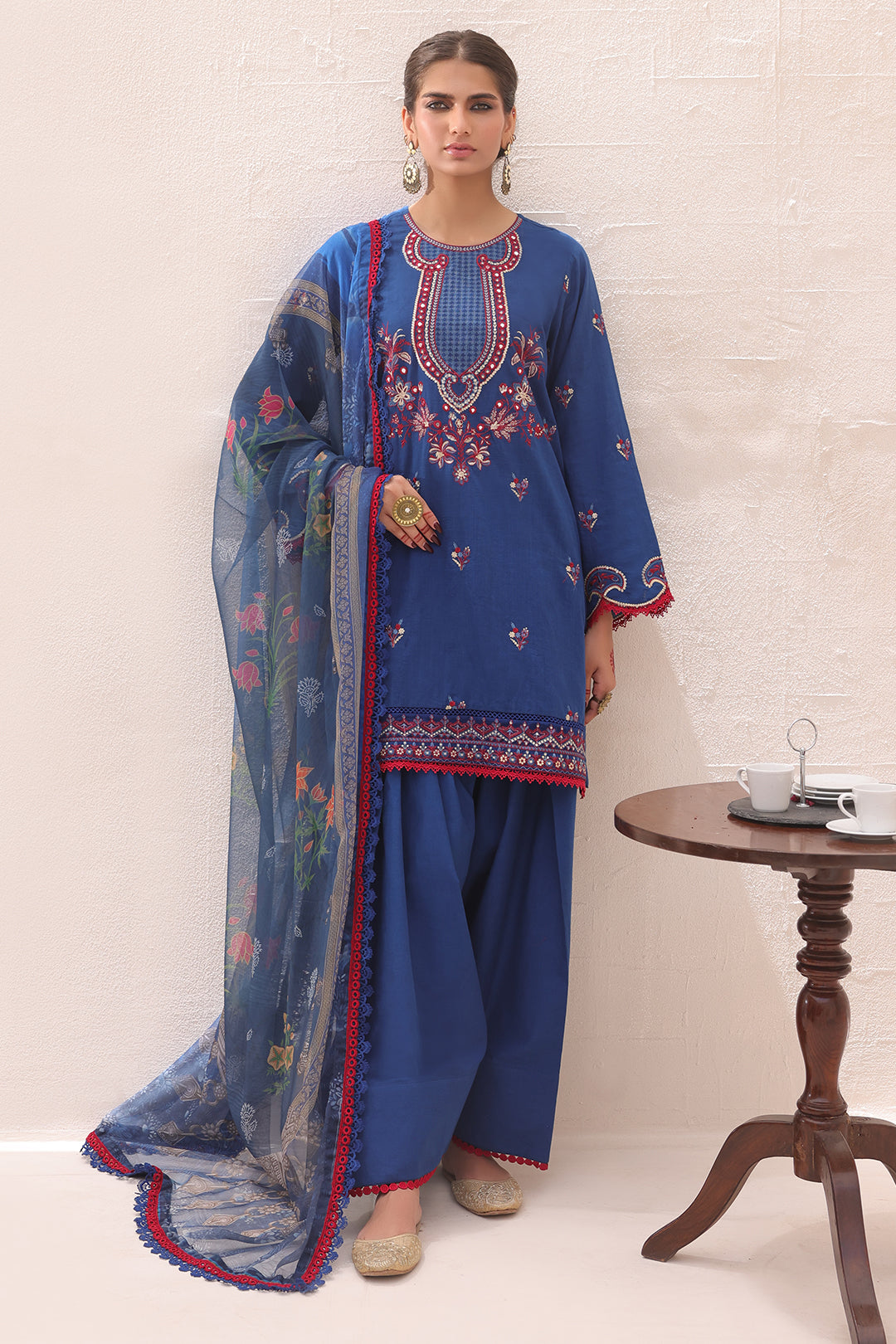 Zellbury | Unstitched 3 Piece Lawn | Embroidered Shirt Shalwar Dupatta - 1551 - House Of Hania